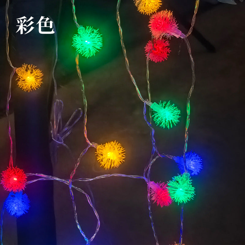 LED hairball small colorful lights flashing Christmas wedding bedroom decorative light string dandelion solar light string