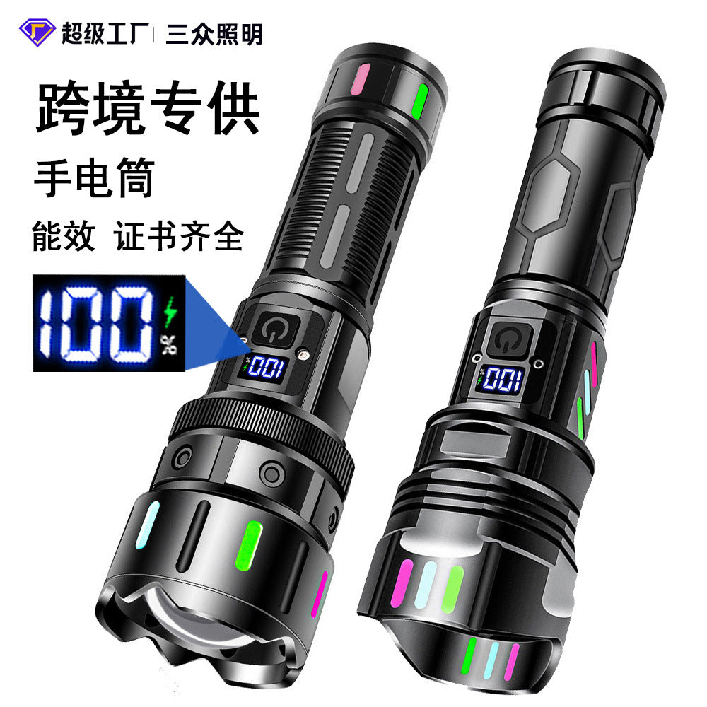 Cross-border new laser gun flashlight outdoor super bright long-distance telescopic portable white laser charging tactical flashlight