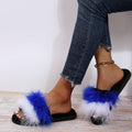 real feather turkey feather slippers one-piece slippers for women winter heattech flat heel ostrich feather slippers for women internet celebrity color matching slippers