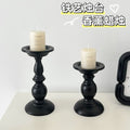 Quirky & creative retro black roman column candle holder - iron art decorative tabletop accent for aromatherapy candles