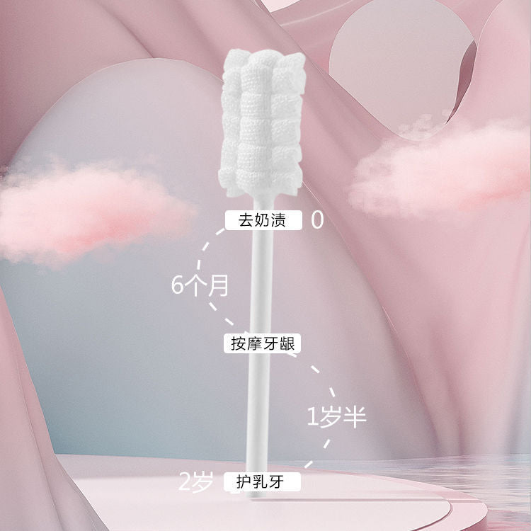 Baby oral cleaner newborn kids milk teeth brush baby tongue coating milk stain cleaning gauze cotton swab soft bristle toothbrush