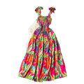 Hainan sanya travel & leisure dress - new summer collection: strapless bandeau, off-the-shoulder, cinched waist, maxi swing, printed dress for women
