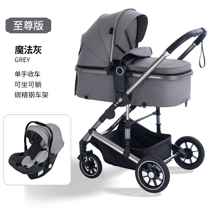 High-view, two-way stroller - convertible pushchair, lightweight & foldable, four-wheel, all-season use