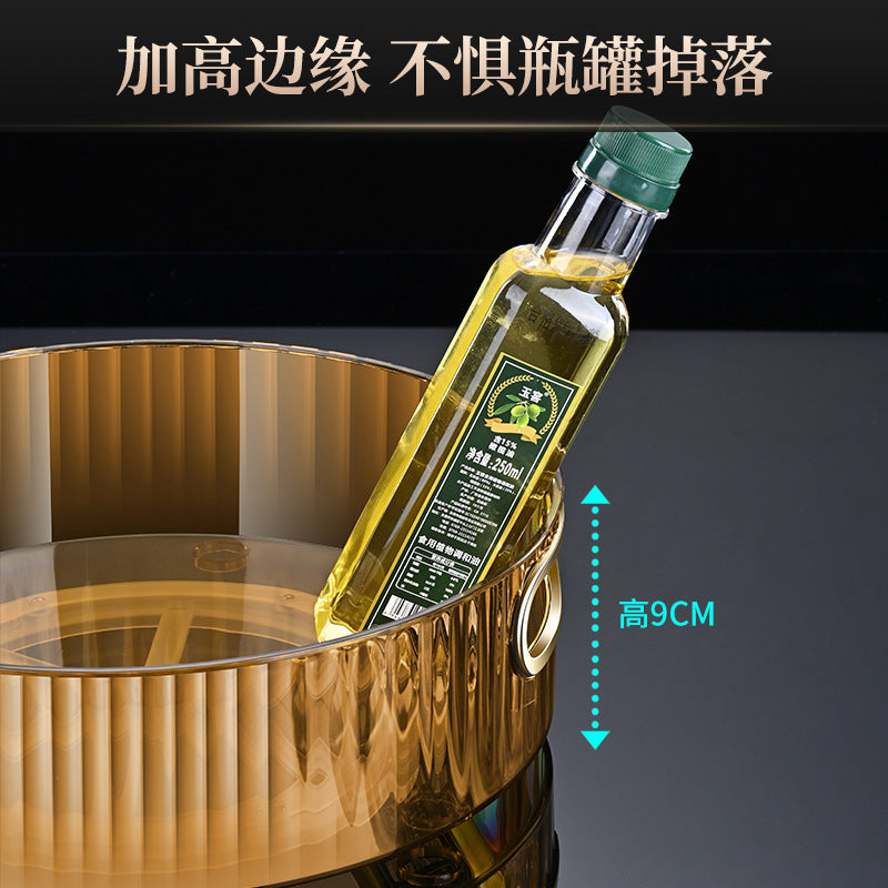 360 ° rotating storage box, kitchen countertop seasoning can plastic finishing box, cosmetic storage tray rack