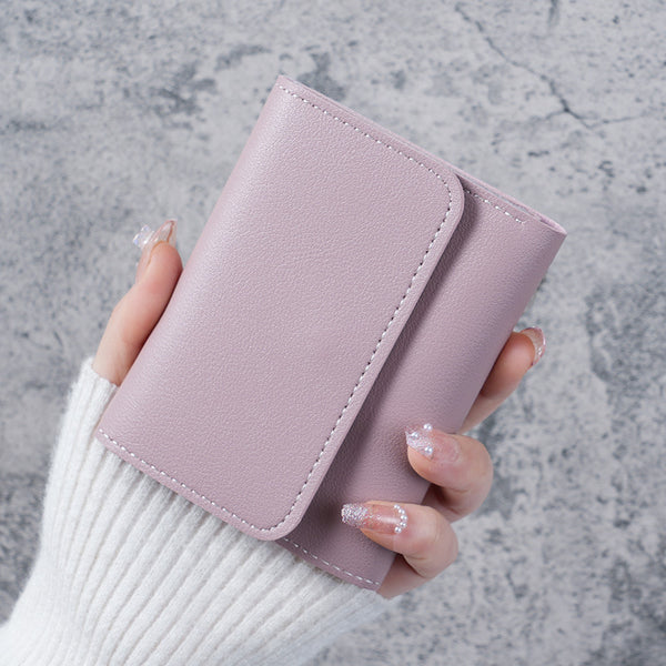 Simple short women's wallet, student ticket clip, multi-function card bag, change 30% off, ultra-thin glossy wallet.