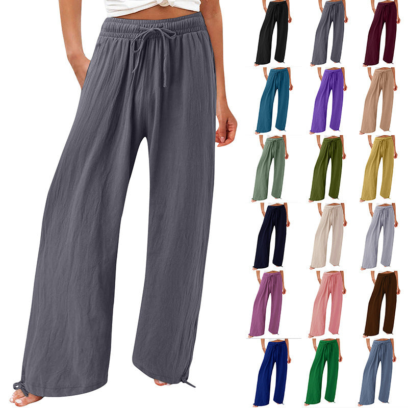 independent station  fashion cross-border hot selling export elastic casualpure colorpants loose pants