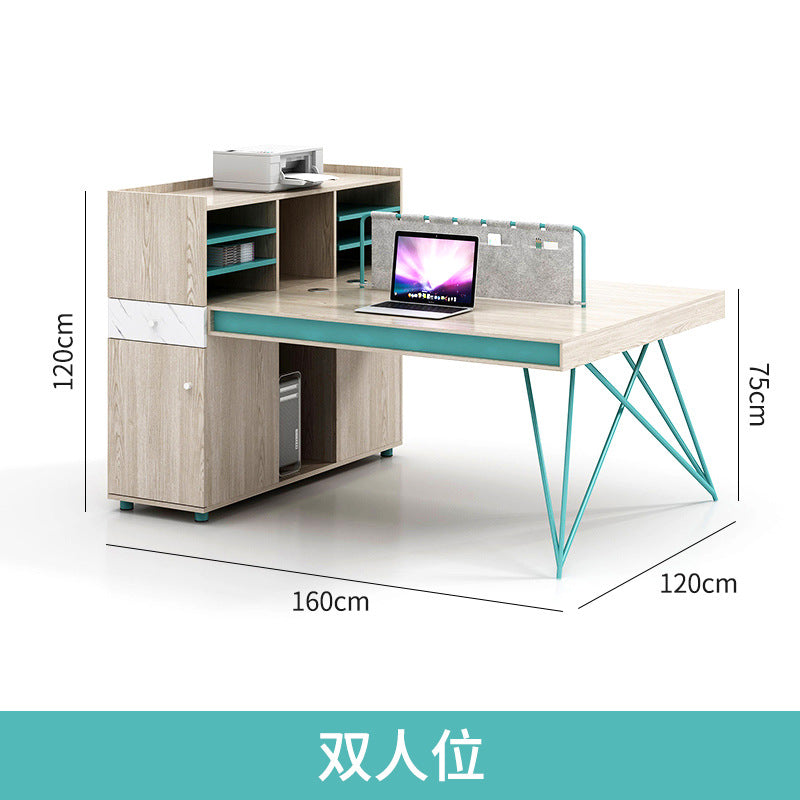 Saint li staff office desk - minimalist modern financial desk and chair set, computer desk, card slot, stylish employee office desk
