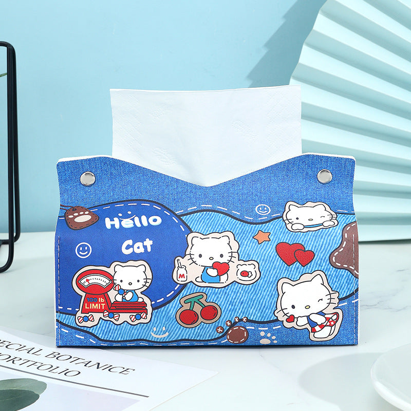 Cartoon Snoopy tissue box plaid living room family car bathroom napkin paper box pumping paper box pumping paper towel box
