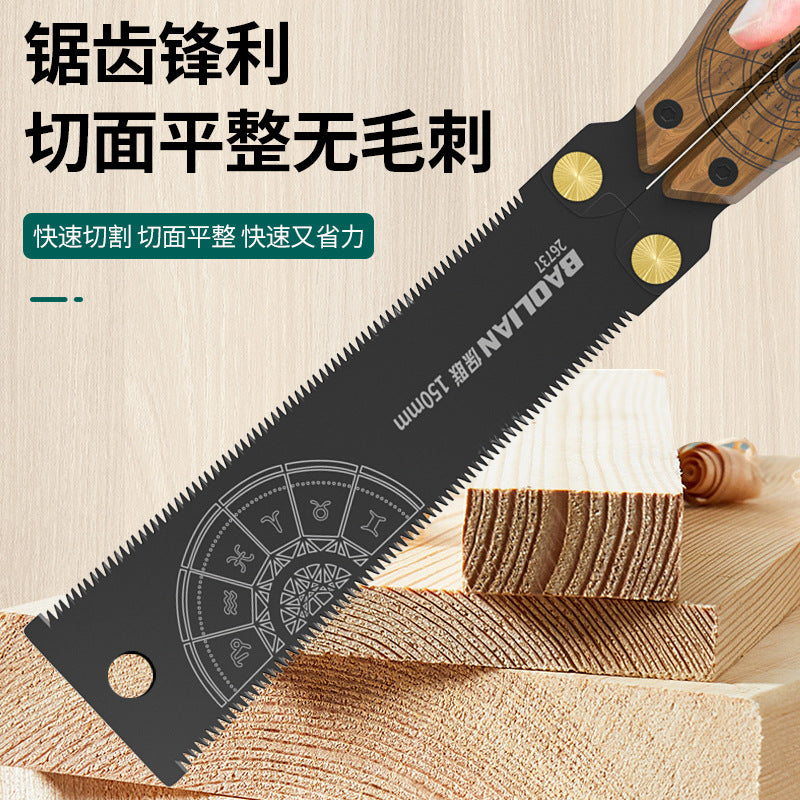 Baolian Totem Butterfly Saw Double-sided Wooden Handle Folding High Toughness Fast Labor-saving Sawing Tools Portable Hand Saw