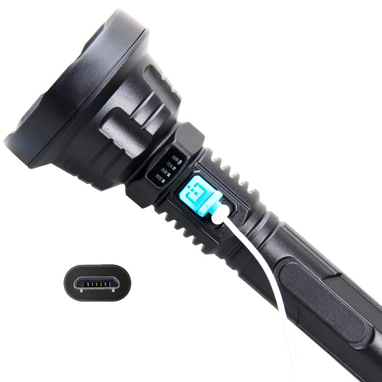 Cross-border new flashlight strong light USB charging outdoor long-range shooting long battery life household LED power display wholesale flashlight