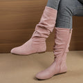 Exportplus sizeknee socks boots women's fall and winternew arrival side zipper pleated pile boots flats suede western boots wholesale