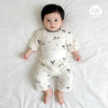 Baby pajamas pure cotton thin kids home clothes summer boys and girls three-quarter sleeves air-conditioning clothes high waistseparatessuit