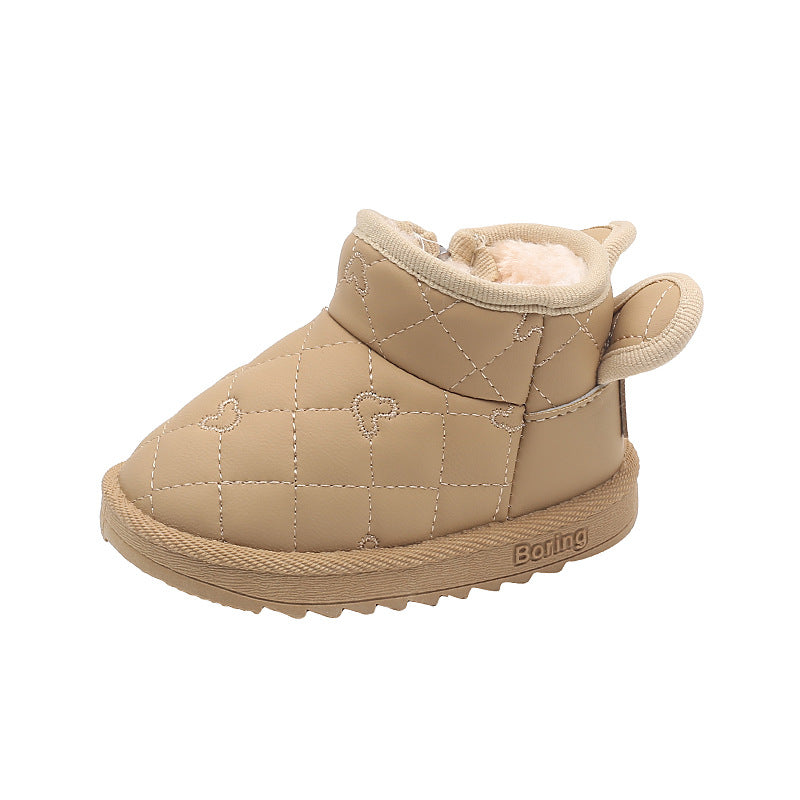 Baby snow boots winter style fleece-lined cotton shoes infant kids toddler shoes kids baby shoes k-style milk tea ears