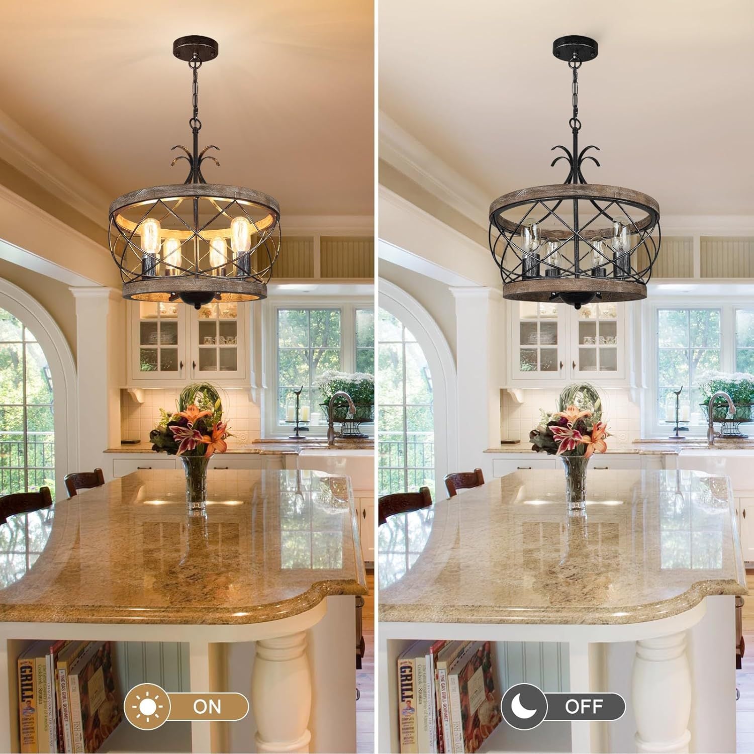 Cross-border special American solid wood country wrought iron chandelier, suitable for restaurant bar island lamp cafe lamp