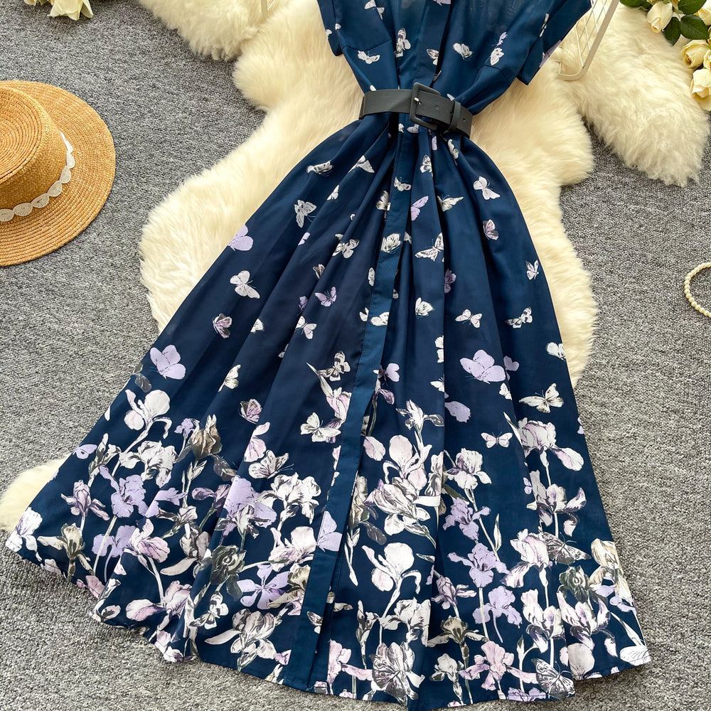 French chic vintage print sleeveless midi dress - summer, slim fit, flattering, and elegant