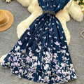 French chic vintage print sleeveless midi dress - summer, slim fit, flattering, and elegant