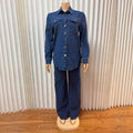 Amazon european and american clothing cross-border new arrival: fashionable retro denim cardigan long-sleeve top and straight-leg pants set