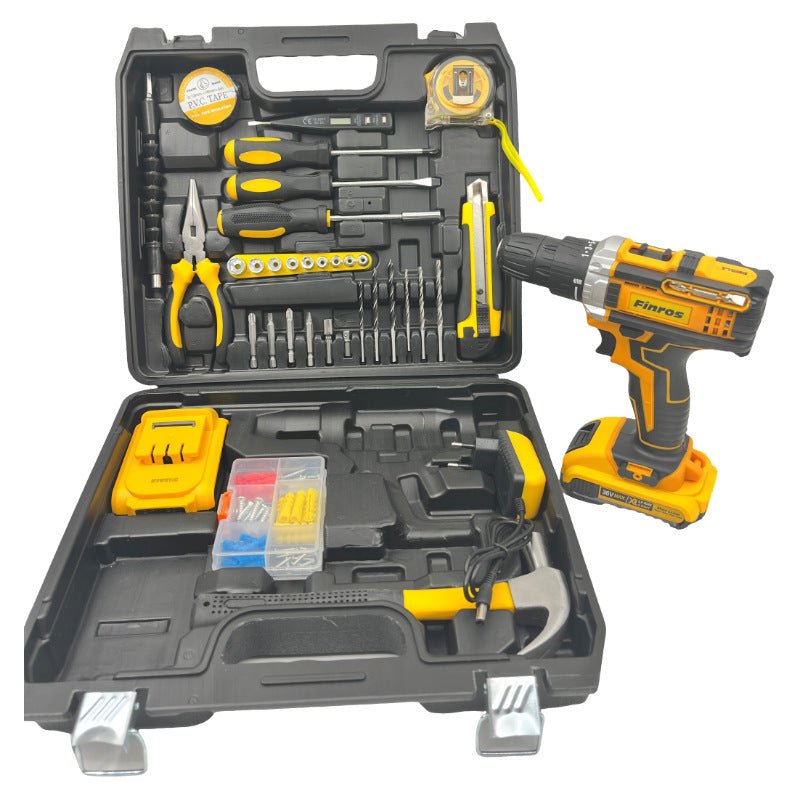 Foreign trade  DW 21V multi-functional impact two-speed lithium battery electric drill set accessories toolbox full set