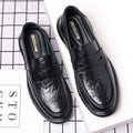 Casual leather shoes for men spring live broadcast british business formal wear hand-grabbed pattern soft leather soft bottom slip-on men's leather shoes