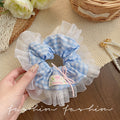 Hair tie women's classy style fashion cream white polka dot lace double layer large intestine hair rope tie hair durable headband