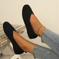 summer new arrival: plus size women's casual comfort pointed toe flyknit slip-on flats - wholesale