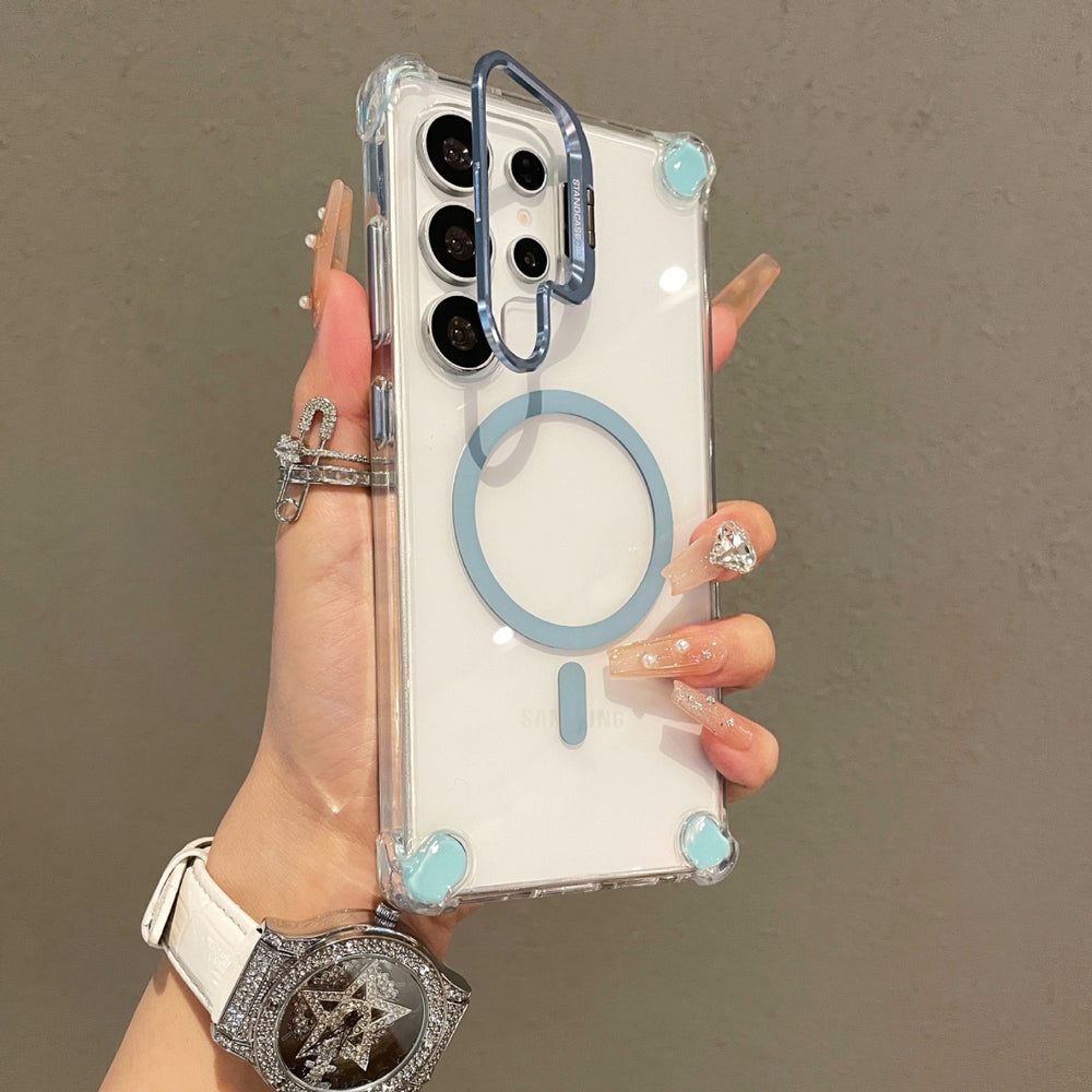 Acrylic magnetic lens protection phone case for samsung s26 ultra, featuring four-corner airbag shock absorption, compatible with s24/s25 ultra