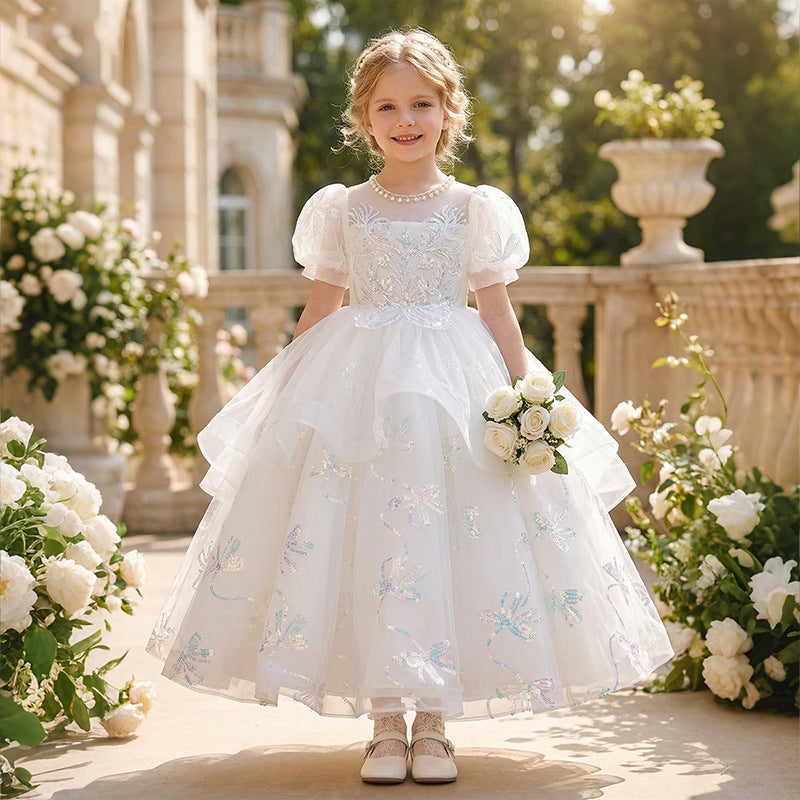 New  girls' formal dresses: high-end hostess outfits, performance dresses, wedding flower girl dresses, princess dresses for little girls