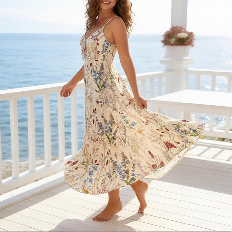 women's summer maxi dress - cross-border european & american style - elegant & chic printed slip dress