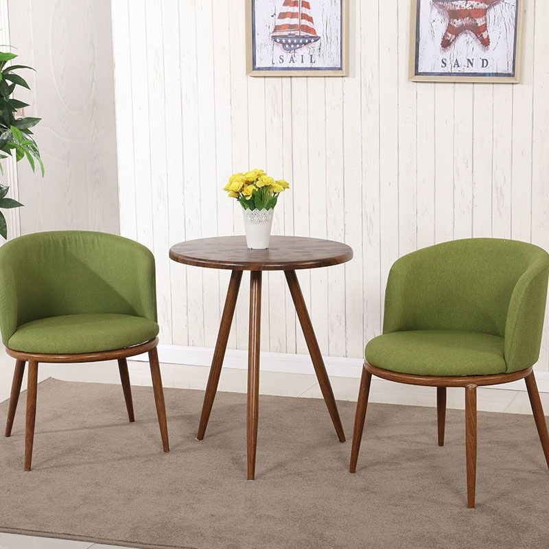 Nordic faux solid wood dining table and chair set - modern minimalist, small apartment friendly, creative casual round table with milk tea shop chairs