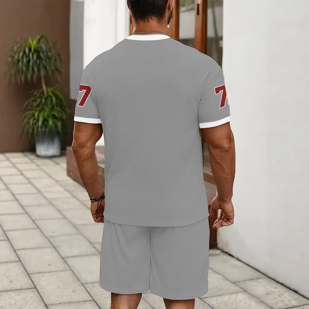 men's short-sleeve and shorts set, casual sportswear set, 3d printed cross-border hot seller, dropshipping available
