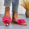 new flat rhinestone bow one-strap slippers women's outdoor wear solid color lightweight fabric sandals