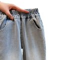 New spring trendy girls' jeans: korean style fashionable and stylish casual pants for kids - versatile children's clothing