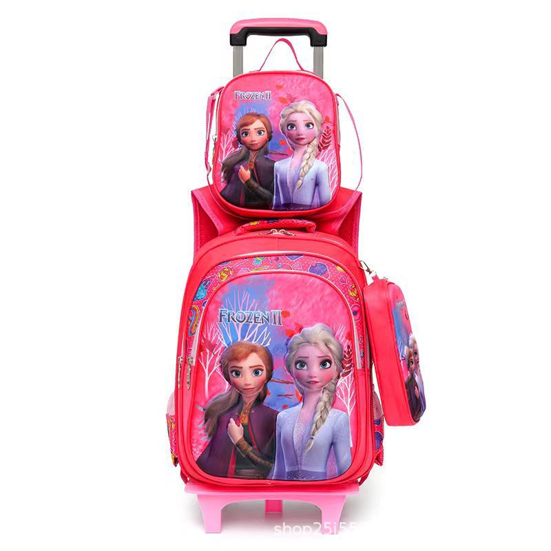 New  primary school students tie rod schoolbag 1-6 grades boys and girls backpack lunch bag cartoon children's bag