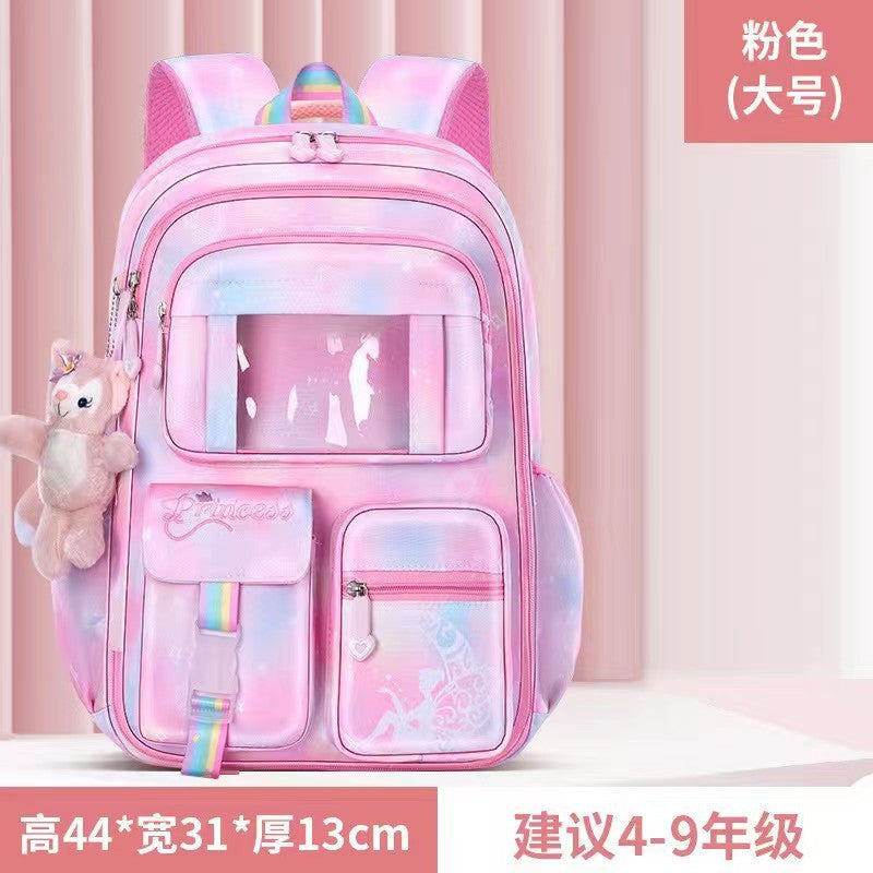 Internal and external single primary school student schoolbag spine protection 1-6 grade college student refrigerator door backpack breathable back pad to reduce load and breathable