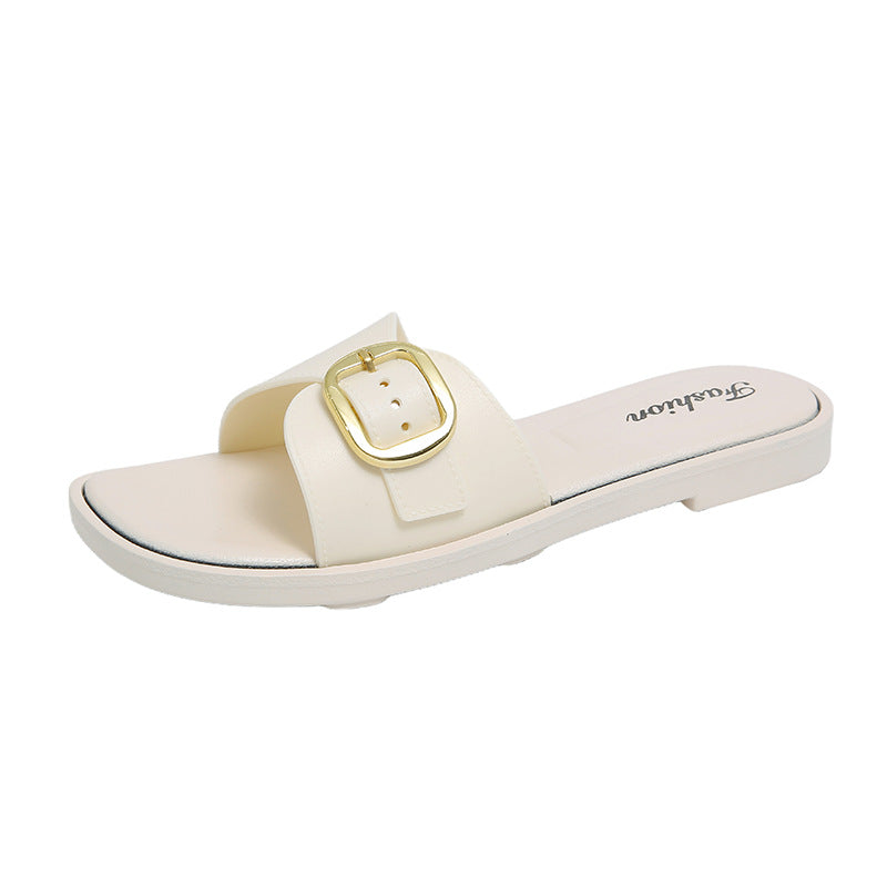 Spring/summer new french style outdoor beach slides women's versatile fashion flat ladies' flip-flops sandals