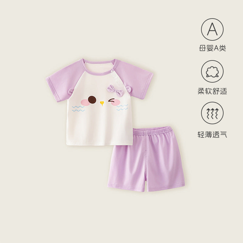 Kids' summer outfit set - short sleeve two-piece set for girls - lightweight and cute summer clothes