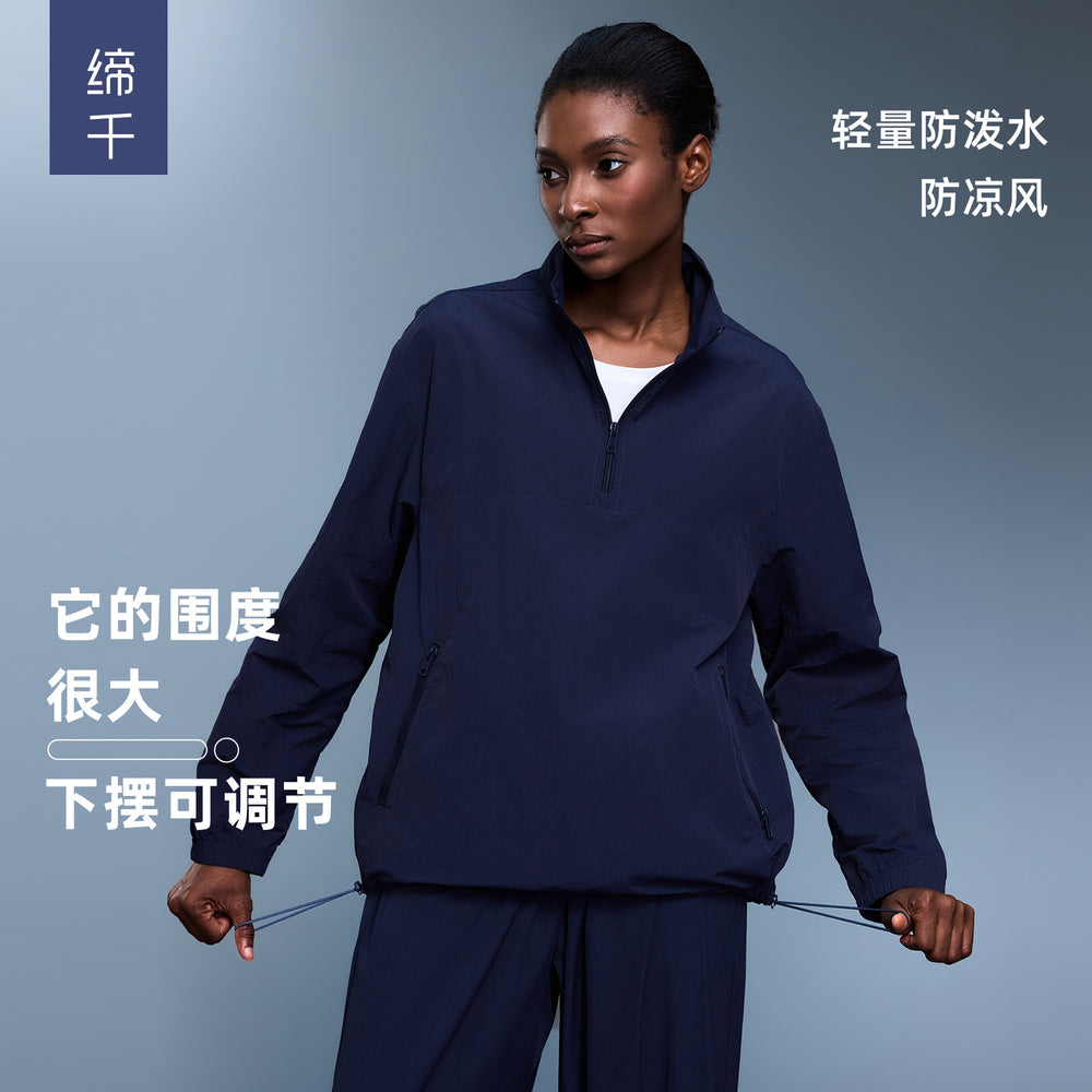Half-zip windproof stand collar sports long sleevestops women's lightweight waterproof outdoor fitness outwearautumd25173