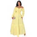 new spring european and american style elegant bubble sleeve long sleeve dress