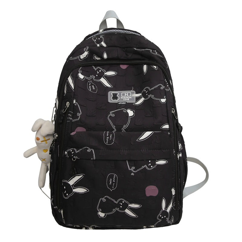 School bag female ins Mori Korean version printed junior high school student backpack high value college student lightweight backpack
