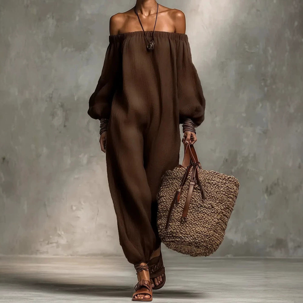 Ready-to-ship  new summer collection: women's off-the-shoulder cotton linen casual dress - perfect for cross-border e-commerce and independent online stores