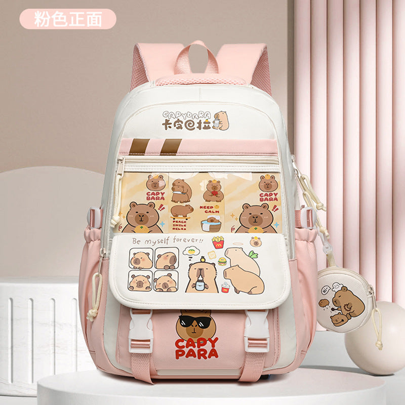 New Kapibara schoolbag cute cartoon primary and secondary school backpack large capacity burden reduction Japanese leisure backpack