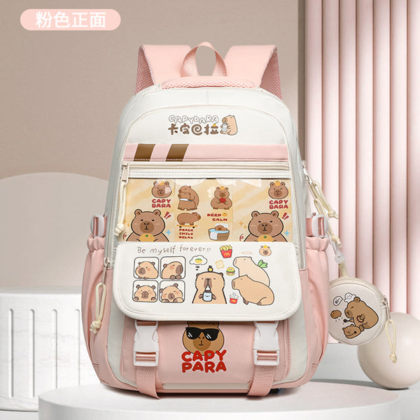 New Kapibara schoolbag cute cartoon primary and secondary school backpack large capacity burden reduction Japanese leisure backpack