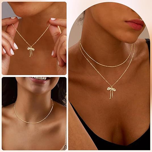 Amazon's new bows necklace fashion copper plated real gold sense of design women's fashion cross-border jewelry necklace casual