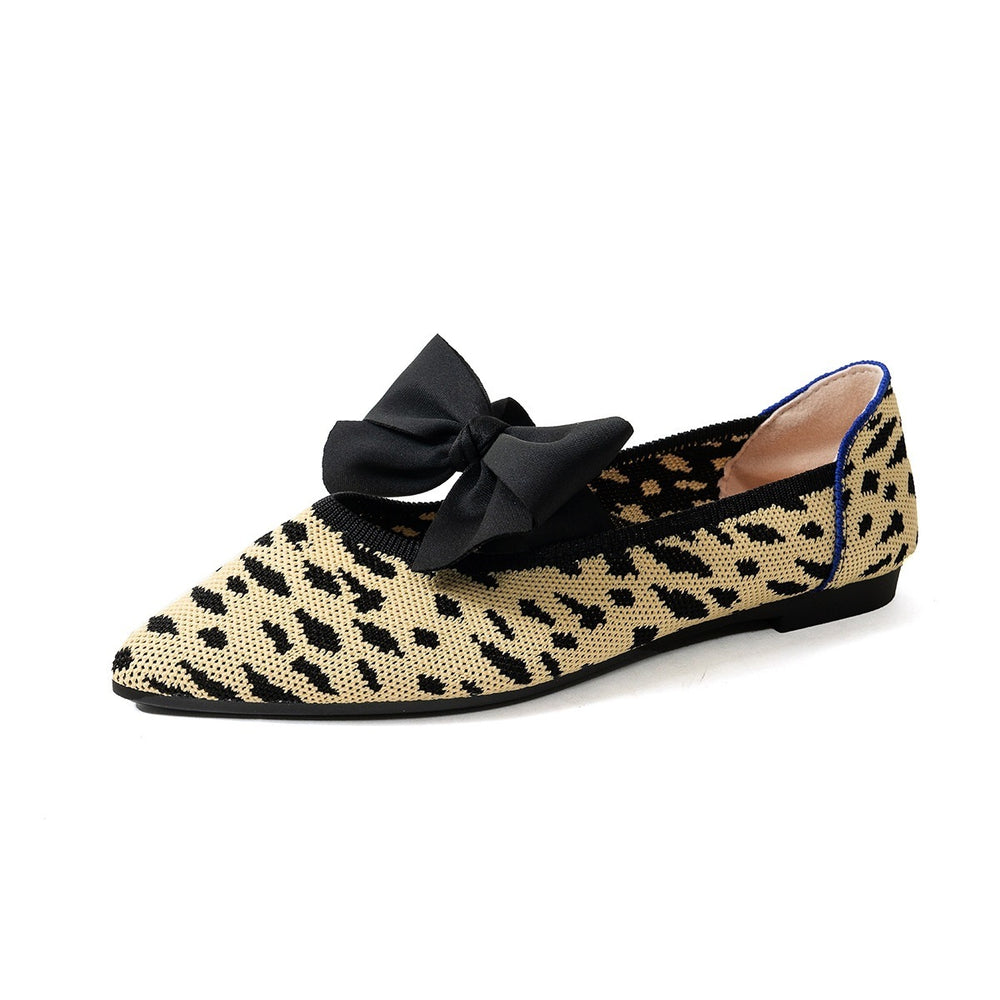 new spring/autumn pointed-toe bow casual flats - women's plus size flyknit moccasin loafers