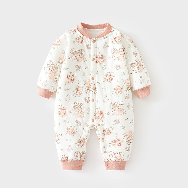 Babibele baby cotton-padded romper, quilted autumn/winter bodysuit, seamless onesie, lightweight cotton, thickened, snap-crotch crawling suit for infants and toddlers