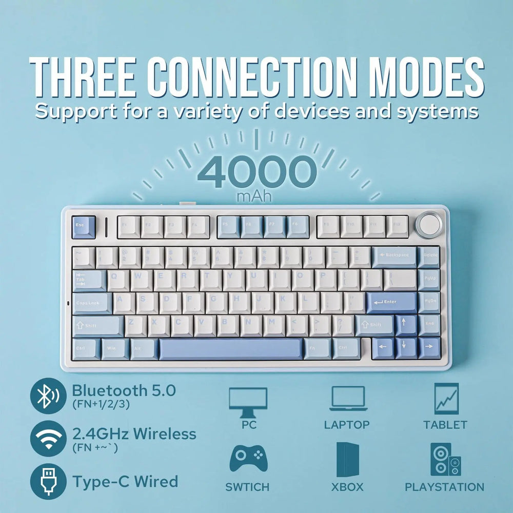 Aula/wolf spider f75 custom mechanical keyboard gasket structure hot-swappable wireless three-mode bluetooth keyboard