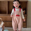 Autumn cherry two-piece overalls set - girls' outfit, new cartoon style, korean fashion, cute baby