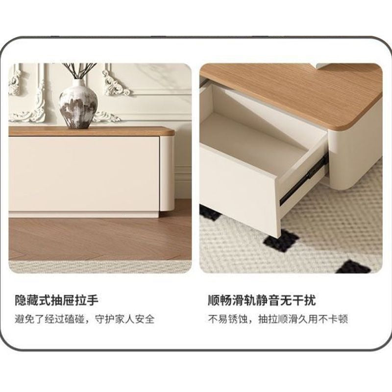 Cream style solid wood tv cabinet living room for home small apartmentaccessible luxuryclassy rounded corner combination cabinet tv cabinet floor