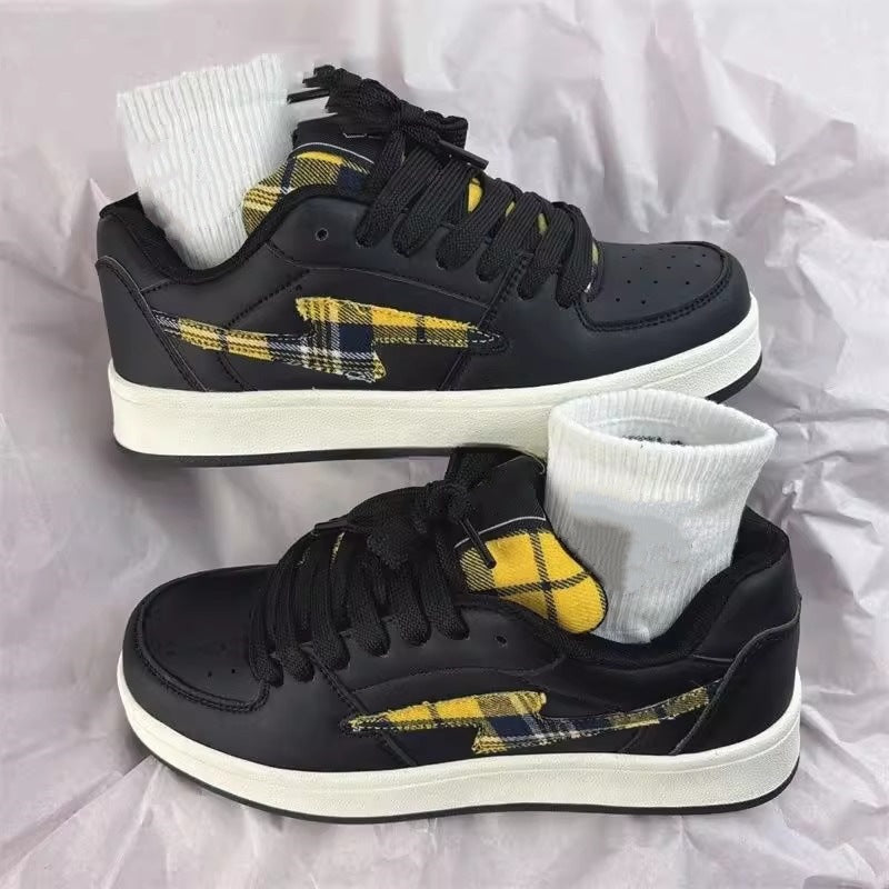 2026 scottish plaid black and red bread shoes, retro casual sneakers, trendy chinese style couple's versatile skate shoes, unisex athletic shoes