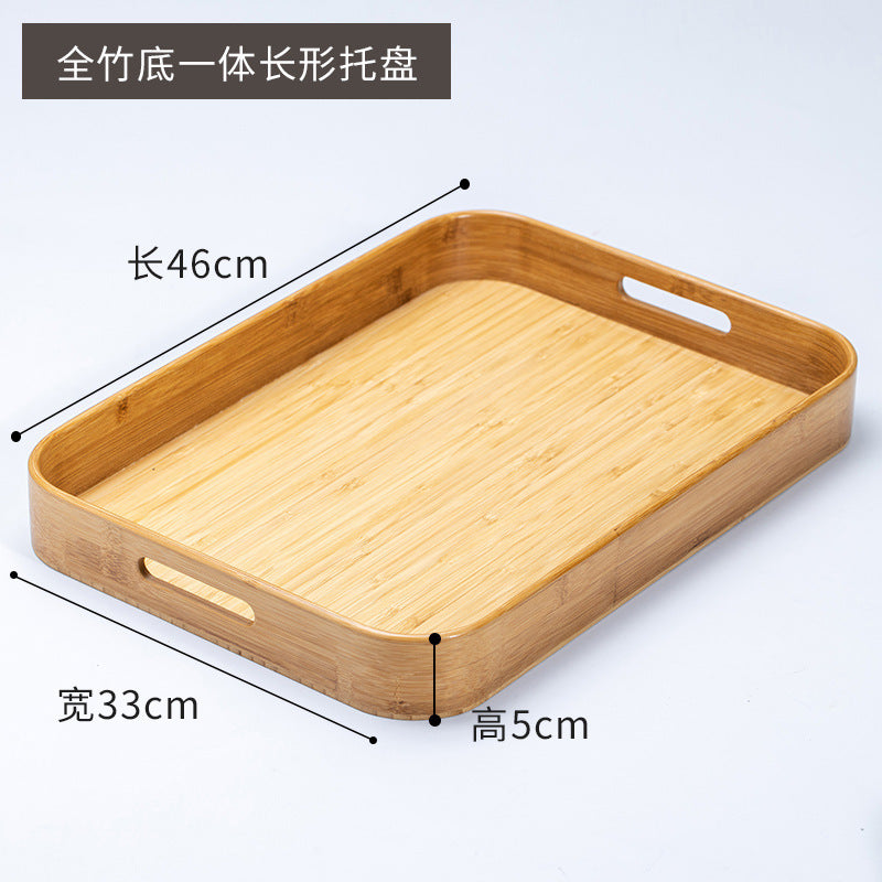 Accessible luxury retro nanzhu tea tray tray bamboo commercial rectangular tea tray pastry handle bbq serving plate
